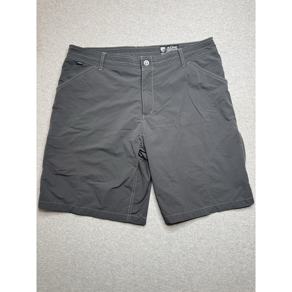 Kuhl Born In The Mountains Cargo Shorts Mens 42 Black Nylon Stretch Hiking Logo